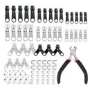 84Pcs Replacement Zipper Zip Repair Fixer Kit Metal Head Install Pliers Home DIY