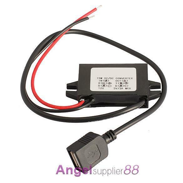 Car Charger Converter 12V To 5V 3A 15W Step Down Module With USB Cable