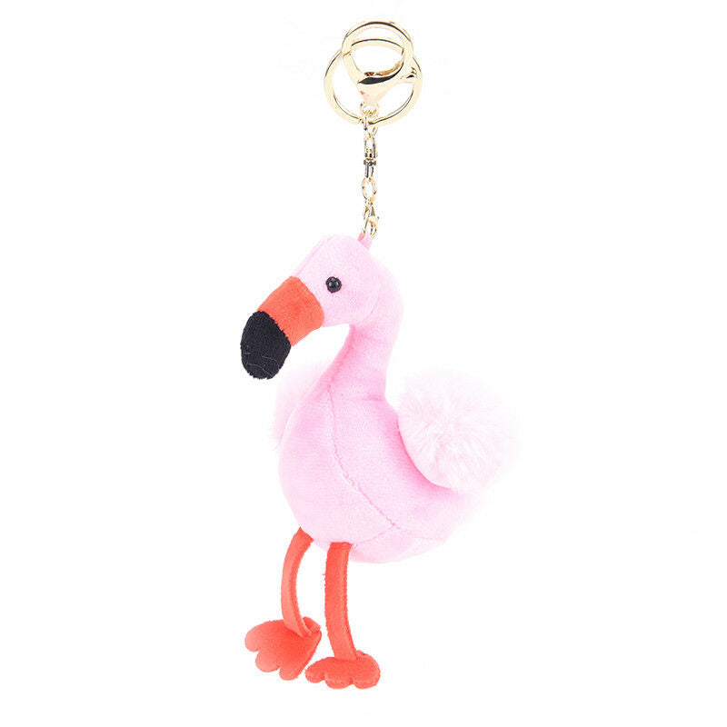 New Fluffy Flamingo Pendant Key Chains Plush Car Bag Key chain  Kw