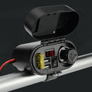 12/24V Motorcycle Cigarette Lighter Socket +Dual USB Charger Power Ports +Switch