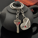 Hot NEW Key Heart Keyring Set Keychain Ring Stone Mandrel Valentines Gift 1 Pair