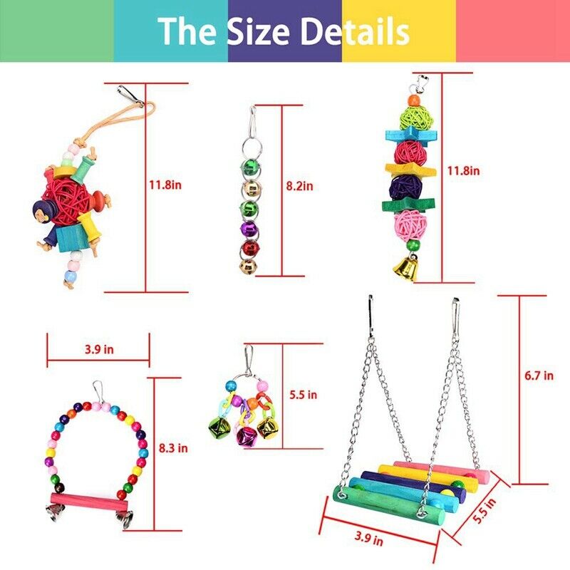 Bird Parrot Toys-Bird Hanging Shredding Swing Chew-Birds Ladder Bell Toys F D5Q3