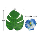 90Pcs Tropical Palm Leaves and Hibiscus Flowers, Artificial Leaves Plants H V8E5