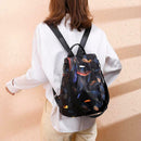 Feather Print Backpack Lady Oxford Cloth Waterproof Travel Casual Schoolbag