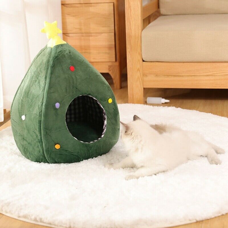 Christmas Stars Semi-Closed Cute Warm Pet Nest Cat Litter Kennel