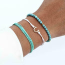 Natural Stone Bead Women's Beaded 3 Set Bracelet, Turquoise Jewelry Gift Be Q4Y4