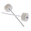 2pcs Stainless Steel Shaft White Drum Pedal Felt Bass Drum Beater Mallet