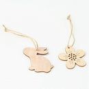 8Pcs Easter Egg Rabbit Wood Craft Wooden Chicken Flowers Pendants Ornaments S4U1