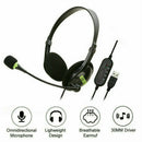 USB Wired Headset Computer Headphone + Microphone Noise Cancelling For Laptop PC