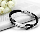 Men's Cool 316L Stainless Steel Black Rubber Wristband Bracelet Bangle Jewelry