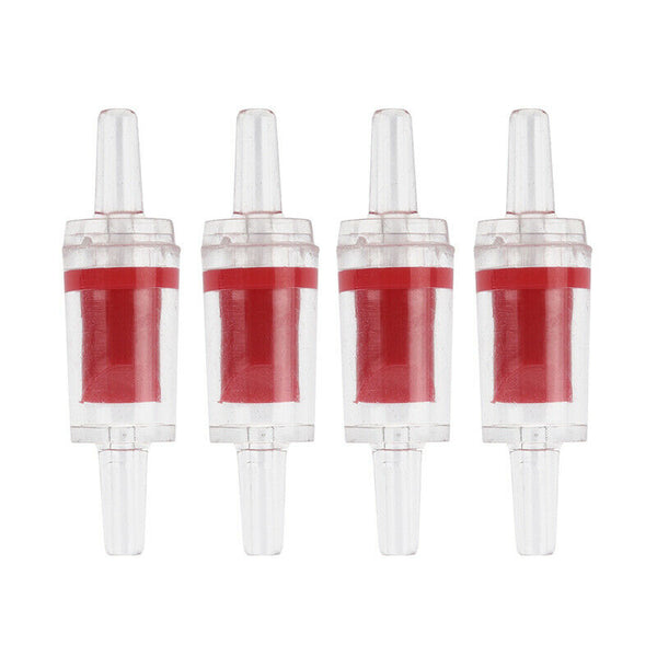 4 x Air Pump Plastic Non Return Check Valves Red Clear For Aquarium Tank C5D1