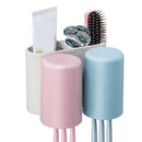 Self Adhesive Natural Wheat Straw Cup Hanger with Toothbrush Holder Wall Mo V5G8