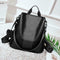 Solid Color Knapsack Women Backpacks Anti-theft PU Leather Rucksack (Black) SN9F