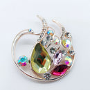 Elegant Swan Crystal Brooch Badge Rhinestone Women Lapel Decor Pin (Yellow) A