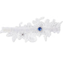 Wedding Garter Blue Rhinestone White Embroidery Floral Sexy Garters for Wom L3B7