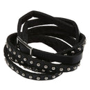 Unisex Punk Rock Multi-layer Rivet Stud Bracelet Bangle Wrap Cuff Black E8T1