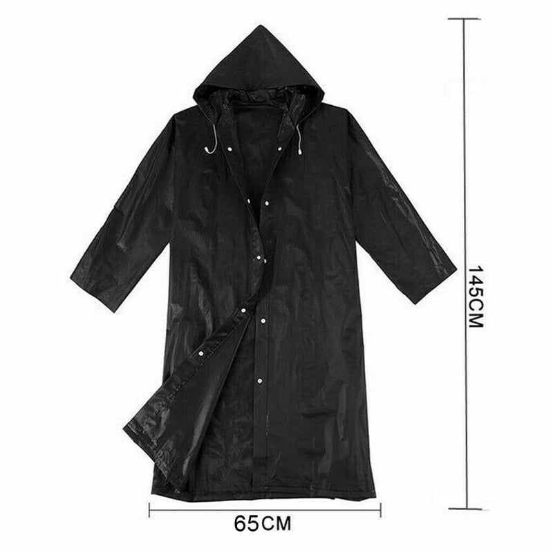 Unisex EVA Waterproof Hooded Rain Coat Jacket Cover Knee Length Raincoat