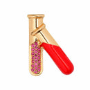 Test Tubes Pin Brooch With Crystals Science Chemistry Flasks Pin Button Med F7O4