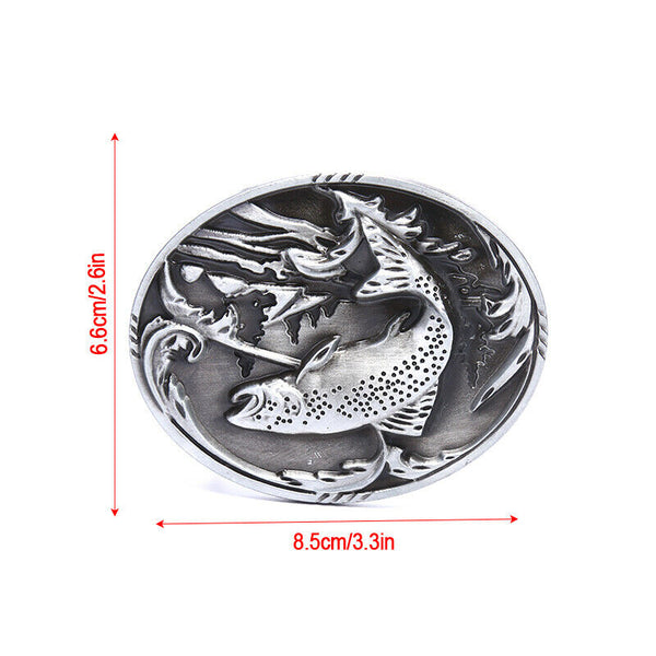 Western Cowboy Fish Belt Buckle For Mens Jeans Accessories Metal Belt Buc TwJ Hn
