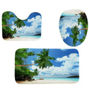 4Pcs Home Bathroom Decor Set Beach Cornerpattern Toilet Seat Cover Bath Mat