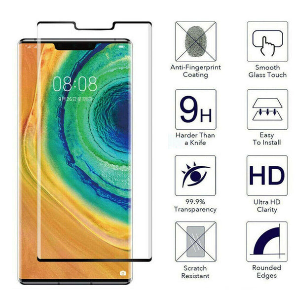 For Huawei Mate 20 Pro, Tempered HD Glass Screen Protector Curved Fit Full Cover