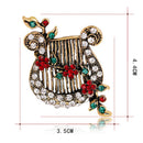 Christmas`Crystal Enamel Brooch Pin Harp Lute Collar Rhinestone Brooches`Jewelry