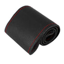 Car Steering Wheel Cover DIY Leather Cowhide Braid with Needles(Black)  A
