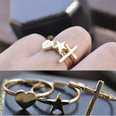 Unique Design 3 Pcs Heart Cross Star Shaped Rings Party Makeup Decoration LJ