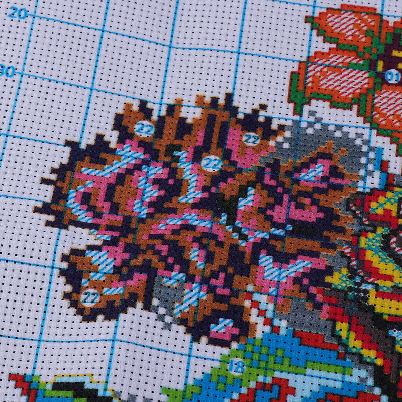 1 Set Stamped Cross Stitch Kits Package With Flower Pattern 47x43cm