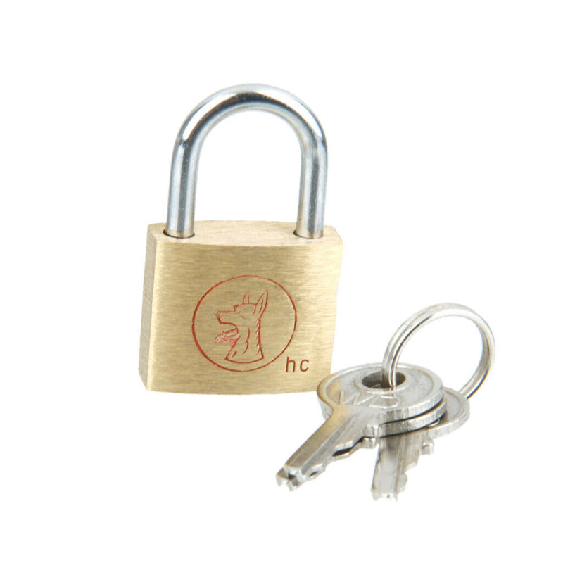 Brass Padlock Locker Long Shackle Suitcase Toolbox w/ Key 20mm