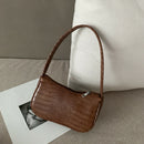 Retro Alligator Leather Handbag Women Casual Tote Shoulder Bag (Dark Brown)