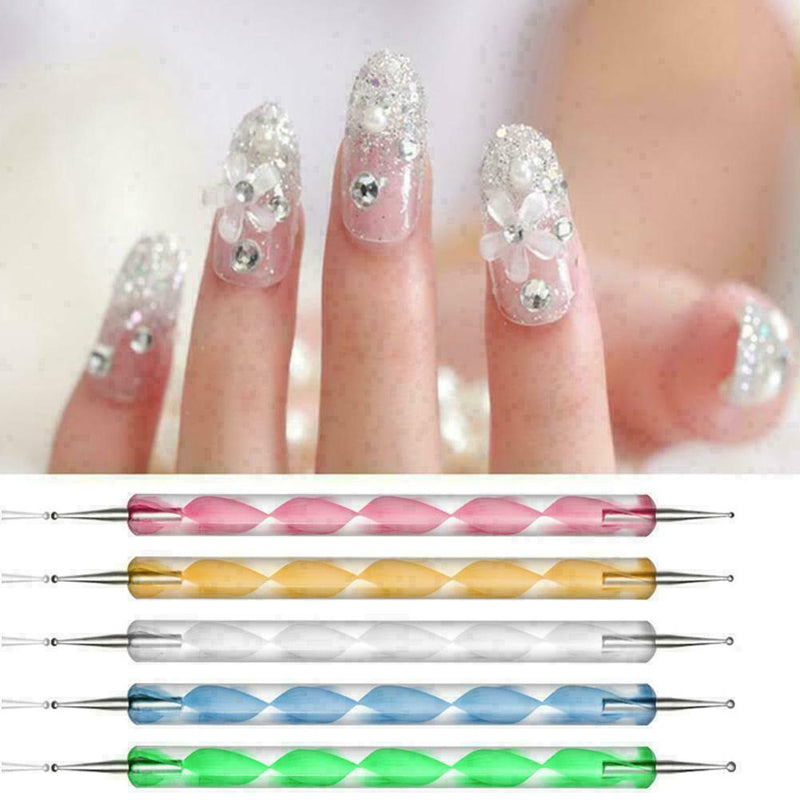 5Pcs Nail Art Dotting Pen Crystal Marbleizing Tool Kit Set Manicure Paintin B5H7