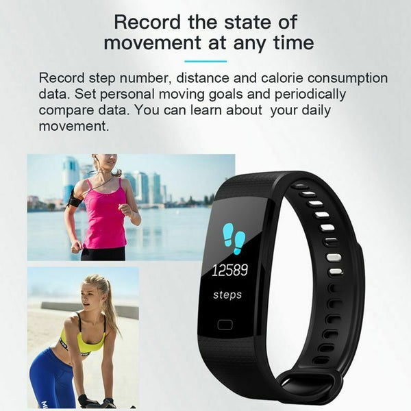 New Adjustable Bands Y5 Smart Watch Sports Fitness Activity Heart Rate Trac F6R1