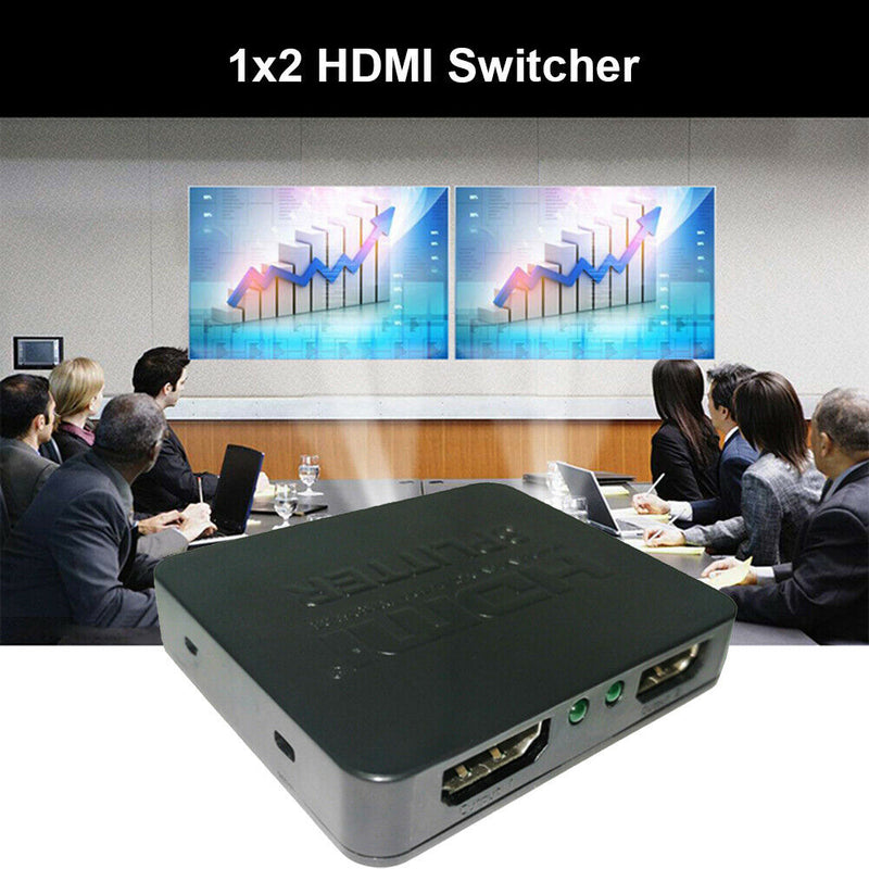 1 in 2 out HDMI Splitter TV Monitor 4K Audio Video Display Adapter Stripper