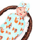 Newborn Baby Swaddle Receiving Blankets with Hospital Headband Value Set fo