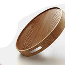 Round Serving Bamboo Wooden Tray for Dinner Trays Tea Bar Breakfast Food Co G8G2