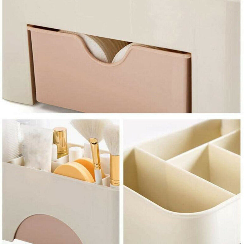 Desktop Cosmetic Storage Box Drawer Makeup Jewelry Organizer Case Pink A