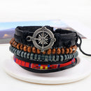 Unisex European Fashion Multicircle Woven Compass Wooden Beads Bracelet