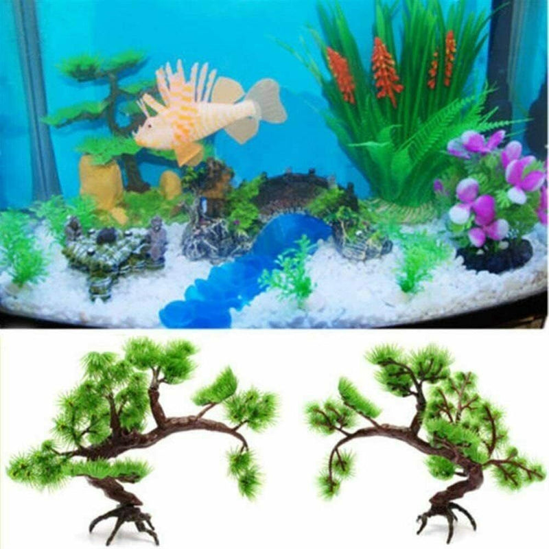 1xArtificial Plastic Bonsai Pine Tree Fish Tank Decors Aquarium Home Accessories