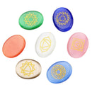 Natural Palm Stones Oval Set with Engraved Symbol Crystal Energy 7PCS/Set