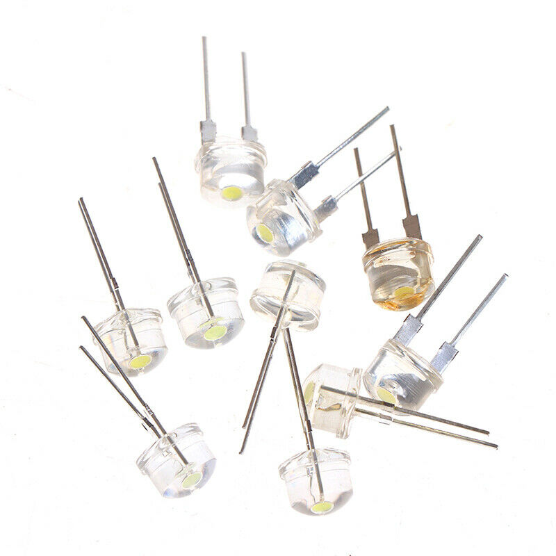 10PCS NEW 8mm 0.5W 3.0-3.2V Straw hat LED White Super bright LED S Ew