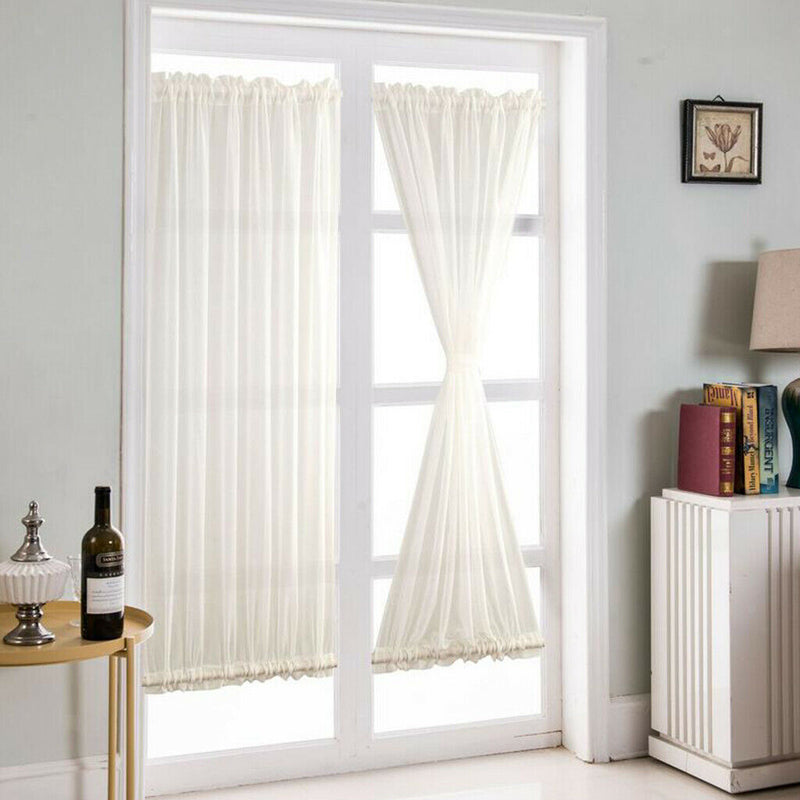 4 Pieces White 25x72 inch Home French Door Curtains Blackout Patio/Sliding