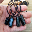 Natural Black Tourmaline Schorl Pendant Chunk Reiki Chakra PROTECTION  New Y5Y0