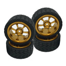 4pcs Tires Wheel Rims Set fits WLTOYS 144001 1:14 A959 A969 RC Truck Golden