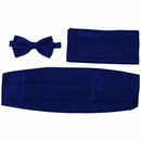 Satin Tuxedo Cummerbund+Bow Tie +Hanky Set Prom Wedding Deep BLUE