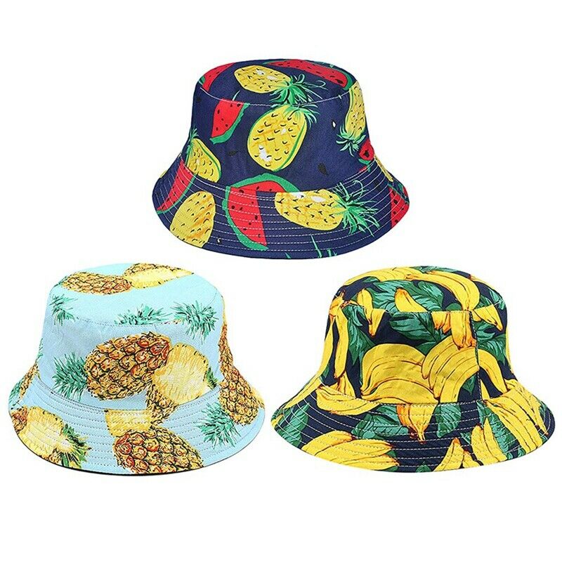 5X(Bucket Hat Two Side Reversible Fruit bucket hat for men women Summer Bu Q7F5)