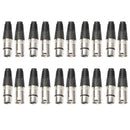 10Pair XLR 3Pin Female MIC Jack Plug Audio Microphone Cable Connector Black A