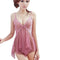 Sexy Lady Deep V Neckline Short Nightdress Lace Nightwear Perspective  #gib