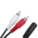 3.5 mm stereo female 2 RCA male AV cable auxiliary audio adapter wire