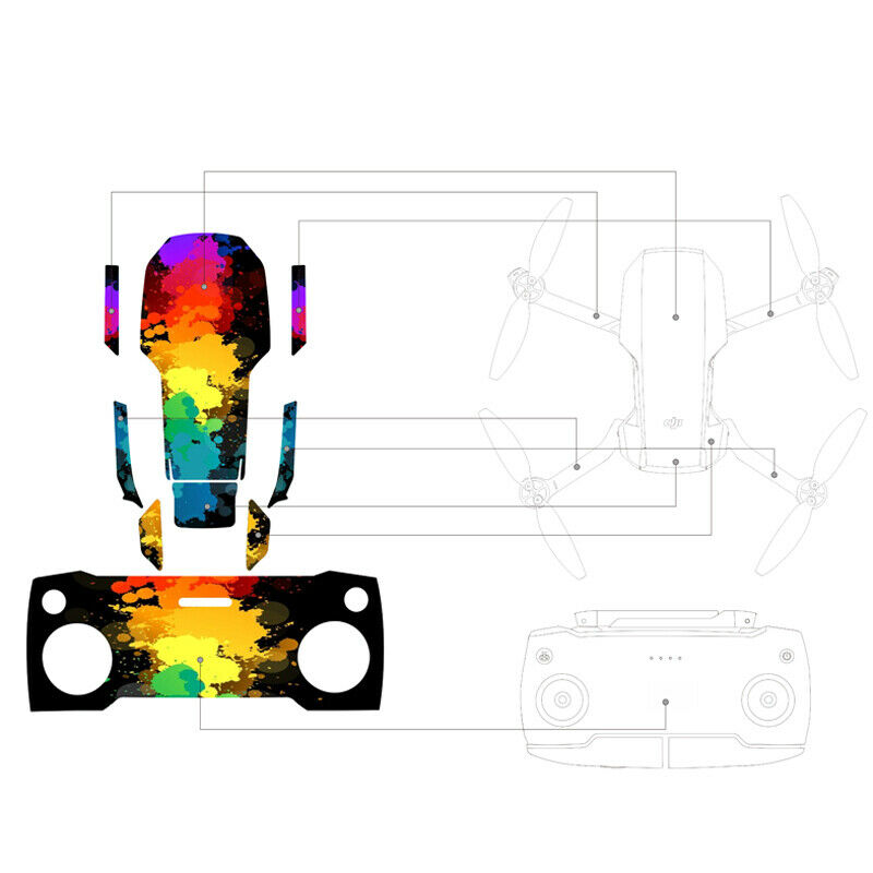 6PCS Waterproof Skin PVC Stickers Body Remote Control Decals For DJI Mavic Mini